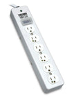 Hospital-Grade Medical Power Strip With Six Outlets, Right Angle NEMA 5-15PHG Plug, 10 Foot Cord, 1050 Joules Surge Protection, Safe for Hospitals and Clinics