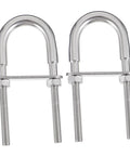 Heavy Duty Marine Grade U-Bolts Kit M8 By 100mm For Boat Trailers Yacht Rigging Axles Fasteners With Nuts Washers Rustproof Stainless Steel image showing two stainless steel U-bolts with nuts.