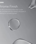Water droplets on chrome surface promoting Camerist One-Handle Pullout Kitchen Faucet With Reflex Docking And Power Clean Spray.