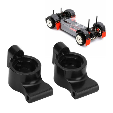 Beefy Aluminum Alloy Rear Axle Cup For 1x10 RC Cars, Precision Fit, black metal rear hub carrier replacements, shown with RC car model.