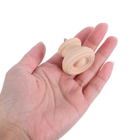 Round Wooden Drawer Knobs Set, 10 Pack, Single Hole Circular Wood Handles For Dressers, Cabinets, Wardrobes, And Doors, shown in hand