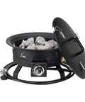 Propane Fire Pit 19 Inch Portable Outdoor Gas Fire Pit Includes Cover Lava Rocks, Adjustable Flame Height, 58,000 BTU, Smoke Free Heating, Black