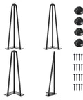 Hairpin Table Legs 16 Inch Half Inch Diameter Three Rods Black Steel Heavy Duty Modern DIY Nightstand Coffee Table Dresser With Rubber Floor Protectors Set Of 4 For Durable Craft Projects
