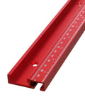 Red aluminum 45 Type T Slot Miter Track for router tables and saws, sliding jig fixture, featherboard guide, heavy duty woodworking clamp.