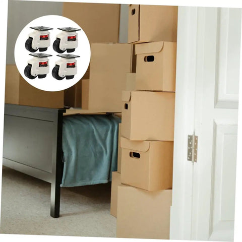 Tough As Nails Heavy Duty Swivel Caster Wheels Built For Serious Heavy Lifting With Sure Grip Locking Brakes mounted on boxes.