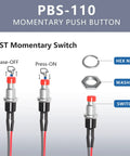 12 Pack Mini 7mm Momentary Push Button Switch Kit, 1A 250V SPST Normally Open, 2 Pin Terminals, 6 Prewired Round Push Buttons PBS 110, Perfect for DIY Projects Arcade Cabinets Controllers And Electronics, with hex nut and washer