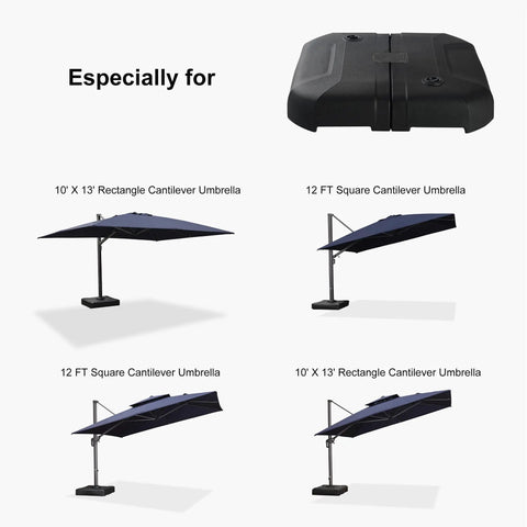 Beefy Heavy Duty Patio Umbrella Base With Cross Base Included, Water And Sand Filled; compatible with various umbrella sizes.