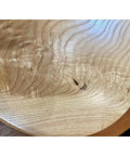 Close-up of 12 Inch Ash Wood Lazy Susan With Turquoise Painted Finish For Kitchen Island And Dining Table, wood grain detail