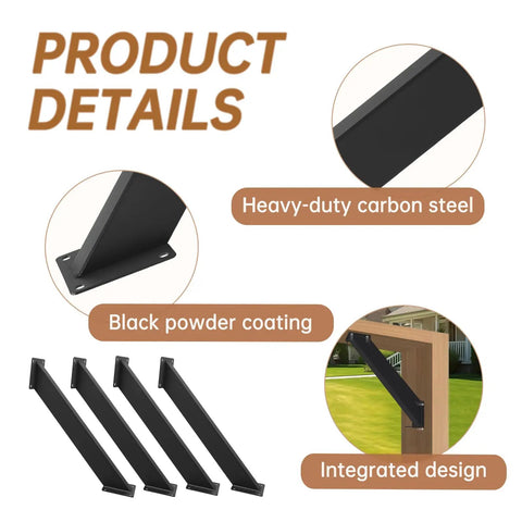Heavy Duty 4 Pack 45 Degree Angle Pergola Bracket Connectors For 4x4 Posts Built To Last In DIY Wood Gazebos Tree Houses Cabins And Patio Kits With Steel Build And Black Powder Coat For Stable Support
