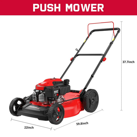 EasyCut 21 Inch Gas Lawn Mower With 144cc 4 Stroke OHV Engine Auto Choke Start 2 In 1 Steel Deck Mulching And Side Discharge