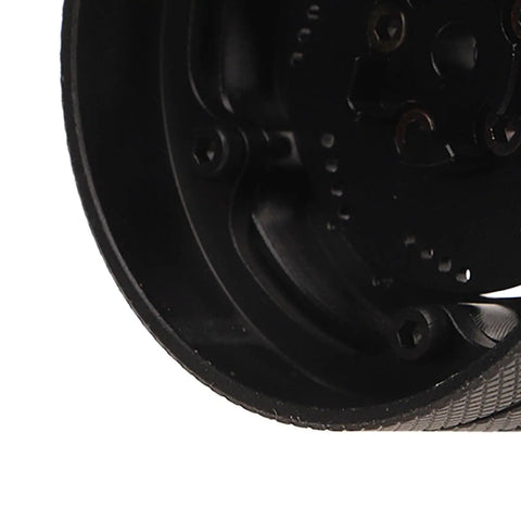 Close-up view of RC Steering Wheel Aluminum Alloy Replacement Part for NB4 Transmitter, showcasing black alloy texture.