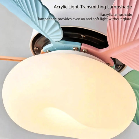 YPDJVLTI Ceiling Fans Lights 32Inch Kid Ceiling Lamp with acrylic lampshade and colorful fan blades.