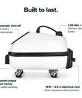 Heavy Duty Commercial Steam Cleaner With Slick Storage Bag Delivers Consistent Low Moisture Dry Vapor For Kick Ass Janitorial Hospitality And Auto Detailing Jobs At Any Venue, white enamel-coated steel casing, 1.05 gal stainless steel boiler.