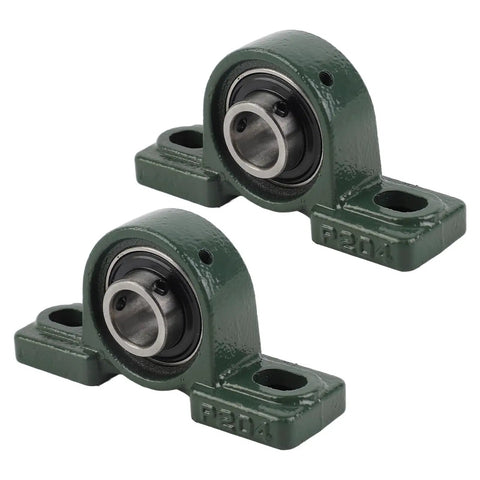 2 Piece 20 mm Pillow Block Bearing Ucp204 Self Aligning High Hard Steel Heavy Duty Unit, green cast iron housing