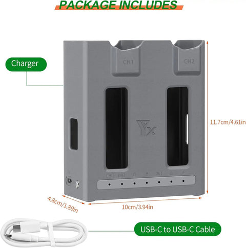 Two-Way USB Battery Hub For DJI Mavic 4 Pro With Smart Charging Station Includes USB-C And USB-C-A Cables PD Quick Charge