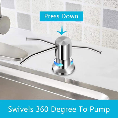 Brushed Nickel Kitchen Soap Dispenser With 47 Inch Silicone Extension Tube Direct Fill Design No Hassle Refills Easy Countertop Install