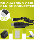 USB charging cable with XH 3P plug for 2S 7.4V 3000mAh 35C LiPo Battery with EC3 plug, compatible with charger adapters and devices.