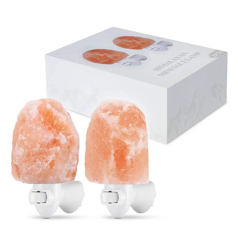 Upgraded Natural Himalayan Crystal Salt Lamp Set With 4 Bulbs For A Cozy Lit Glow Mini 11.2 Oz Hand Carved Night Light UL Certified