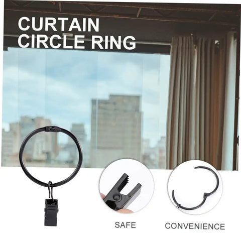 10 Pack Metal Curtain Rings With Clips Rustproof Hanging Curtain Hooks For Drapes displayed with city view background