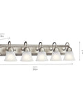 Brushed Nickel 5 Light Vanity Bath Light With Clear Satin Etched Glass Dope Modern 36 Inch Wall Mount Fixture For Bathrooms Damp Rated 36 Inch Wide By 8 Inch High Bulbs Not Included