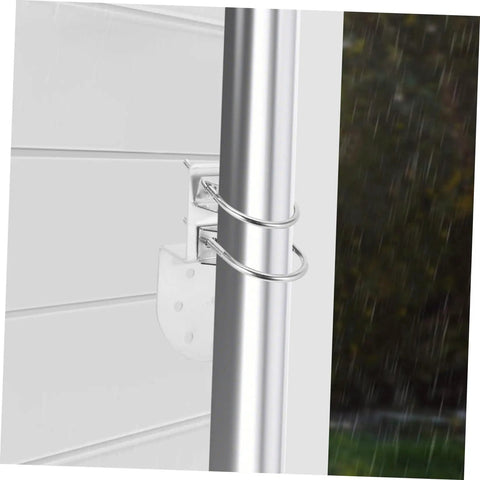 Beefy Iron Antenna Pole Mount Clamp with U Bolts for wall or roof mounting heavy duty metal pipe bracket in use outdoors