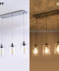 Three Light Clear Hammered Glass Pendant Lights for Modern Kitchen Island in Chrome Finish Hanging Light Fixture on and off