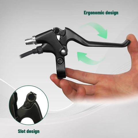 Ergonomic Durable Aluminum Alloy E Bike Brake Levers Set for 22.5mm Handlebars with slot design, easy to install