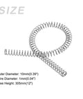 Front view of METALLIXITY stainless steel compression spring; 10 mm OD, 305 mm free length