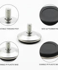 Adjustable Furniture Leveling Feet With Mounting Nuts For Sofas And Cabinets On Uneven Floors 0.4 To 1.2 Inch Range Durable PP Plastic With Silver Finish Set Of 8 details