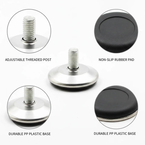 Adjustable Furniture Leveling Feet With Mounting Nuts For Sofas And Cabinets On Uneven Floors 0.4 To 1.2 Inch Range Durable PP Plastic With Silver Finish Set Of 8 details