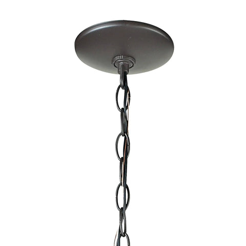 Ceiling mount and chain of Star 145-001 9 Inch Wide One Light Mini Pendant in Oil Rubbed Bronze Finish Moravian Style Glass and Metal Fixture