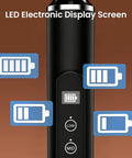 LED display of Rechargeable Milk Frother Wand For Coffee Handheld Electric Whisk IPX6 Waterproof One Touch Self Cleaning Cordless Drink Mixer Easy Clean Foaming On Point For Lattes Cappuccinos And More For Coffee Lovers Black