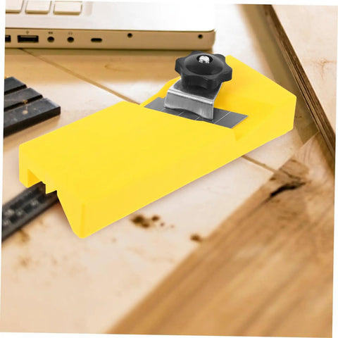 Heavy Duty Abs Edge Trimming Jig For Woodworking Shop Real Deal Hand Planer and Chamfer Attachment showing yellow ABS design.