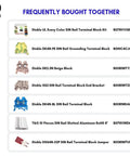 List of frequently bought together DIN rail terminal blocks and accessories with UL listing information.