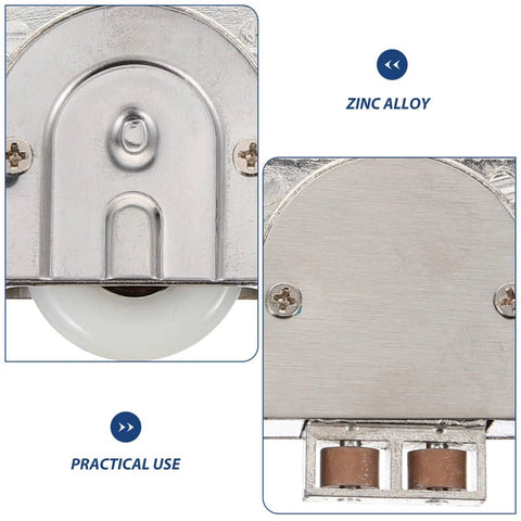 Close-up of Cabinet Sliding Roller Wheels Zinc Alloy Sliding Door Hardware, showcasing zinc alloy material and practical use features.