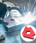 Heavy Duty 5 Inch Welding Magnetic Holder With Strong 75 Lbs Grip For Metal Fabrication Projects in use during welding process.