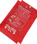 Heavy Duty Fiberglass Emergency Fire Blanket in red pouch, used to smother kitchen grease fires and campfires safely.
