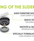 Exploded view of One Inch Chair Sliders Set Of Eight Self Adhesive And Screw On Furniture Glides for hard floors, showing components.