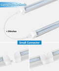 Close-up of 4Ft LED Shop Light 50W 6500K Daylight with connector options, showcasing linkable design and small connector.