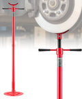 Underhoist Support Stand 1653 Lb Capacity With Adjustable Height From 54.02 Inches To 83.86 Inches, Bearing Mounted Spin Handle, shown in use in a garage setting for vehicle support.