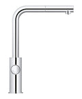 Clean Lines Single Handle Pull Out Kitchen Faucet With Laminar Spray Led Knobs For Chilled Sparkling Water Butter Smooth Pour 180 Swivel Spout side view