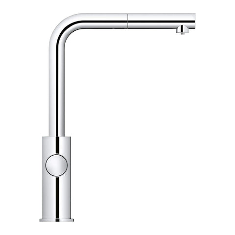 Clean Lines Single Handle Pull Out Kitchen Faucet With Laminar Spray Led Knobs For Chilled Sparkling Water Butter Smooth Pour 180 Swivel Spout side view