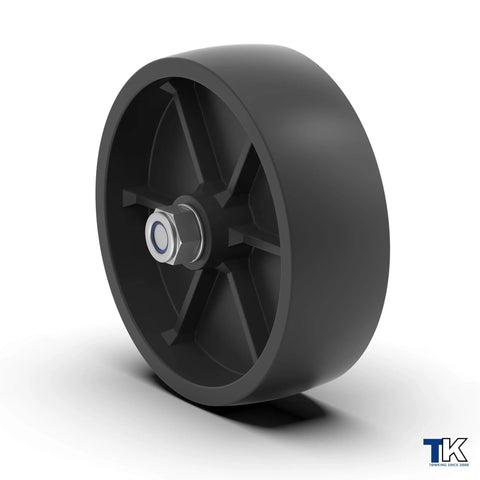 6 Inch Boat Trailer Jack Wheel Replacement, 1200 Lbs Load Capacity, 2 Inch Wide Wheel With Five Eighths Inch Bore, side view