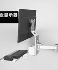 Heavy Duty Monitor Arm With Roomy Keyboard Tray Sweet Pick For Rapid Workspace Swaps No Fuss Install mounted on desk with keyboard and mouse tray.