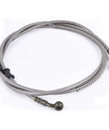 86 Inch Stainless Braided Hydraulic Brake Hose Line For GY6 Scooters Mopeds ATVs Dirt Bikes And Go Karts Built For Heavy Duty Performance And Long Lasting Rugged Braking. Stainless steel braided hose with angled banjo fittings.