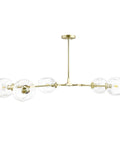 Matte Gold Five Light Adjustable Chandelier Pendant With Clear Glass Shades Dope Modern Ceiling Lighting Fixture For Dining Room Kitchen Island Bar 60 Inch Hanging Height Hardwired, side view