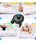 Beast Portable Electric Air Pump with Three Nozzles inflating a floral air mattress indoors, showing quick inflate feature.