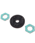 Spur Gear With Slipper Pads 60T 0.5M For Mini T 2.0 And Mini B RC Cars showing gear and two blue slipper pads