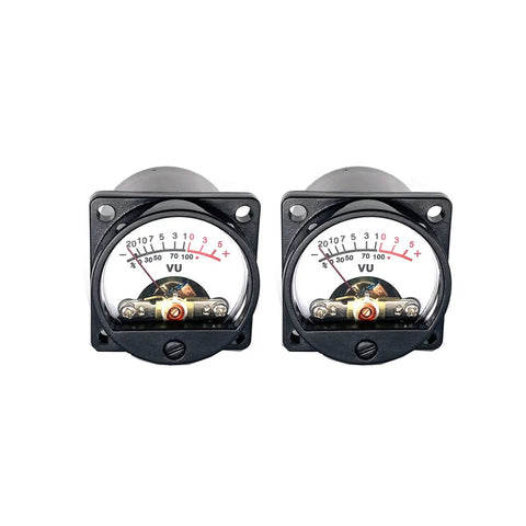 Two Pack 35Mm VU Meter Stereo Audio Level Indicator With Backlit Display And Adjustable Gain Driver Board For Preamplifiers Computers MP3 Players And Dope DIY Audio Projects, front view