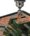 7 Piece Pen Mill Trimmer Set Featuring Heavy Duty Steel Cutter And Multi Size Pilot Shafts For 7Mm 8Mm 10Mm Tubes in use with wood shavings.
